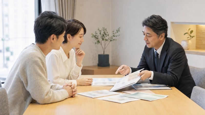 ファイナンシャルプランナーと相談している夫婦