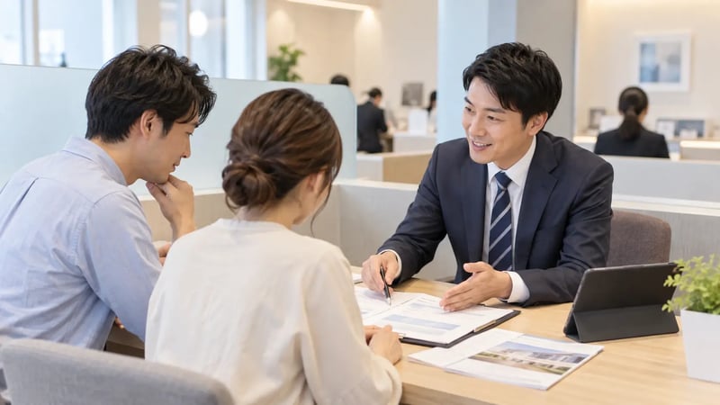 銀行の相談カウンターでの住宅ローン相談