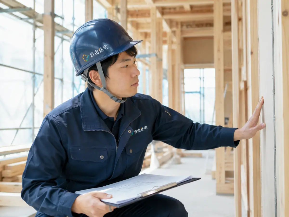 施工管理：現場をチェックしている様子