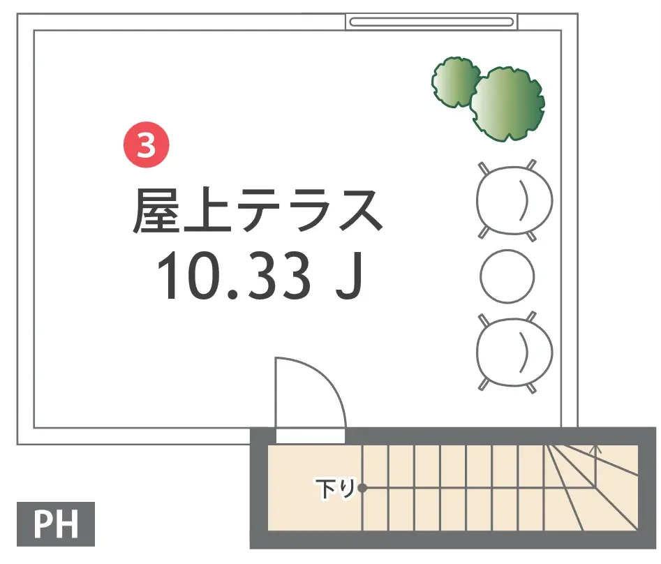 1号区 屋上(PH)の間取り(参考プラン)