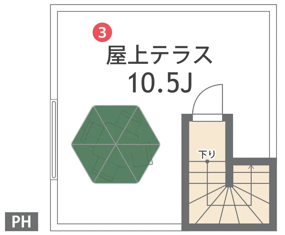 2号区 屋上(PH)の間取り(参考プラン)