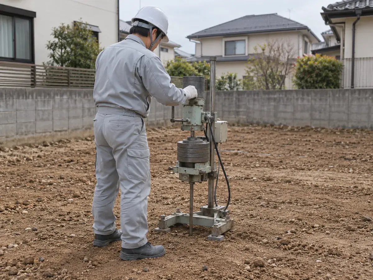 地盤調査の試験機を操作する様子（イメージ）